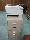 Metal File Cabinet and Printer