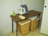 Vintage Sewing Machine and Table