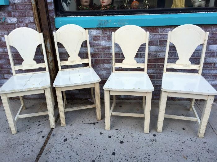 set of 4 vintage painted chairs
