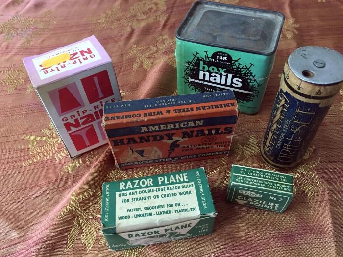 Vintage boxes of hardware