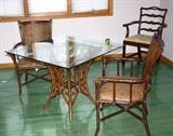 Glass Top BambooTable W/ 2 Chairs