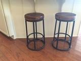 Rustic Wood Top Bar Stools