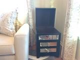 Leather Trimmed Mirror Trunk End Table