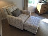 Broyhill Jevin Chair and Ottoman Black/White Pattern
