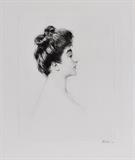 Lot 162: Paul Cesar Helleu, Profile Portrait of a Victorian Lady, pencil signed engraving, BID ON-LINE: www.fairfieldauction.com