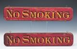 Lot 276: Pair of "No Smoking" Signs, two-sided, painted on wood, each 5" x 25", circa 1900  BID ON-LINE: www.fairfieldauction.com