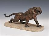 Lot 214: Japanese Meiji Bronze Tiger
mounted on a chiseled stone base circa 1900, BID ON-LINE: www.fairfieldauction.com
