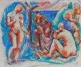 Lot 38: James Daugherty, Nymphs of Saugatuck
13 1/2" x 16" pastel on paper, BID ON-LINE: www.fairfieldauction.com