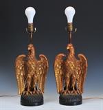 Lot 288: Pair of Composition Eagle Lamps
15 1/2" high to eagle's head, Chapman Mfg Company
circa 1930