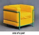 Lot 35C: Pair of Le Corbusier Cube Chairs, model LC/2, manufactured by Cassina