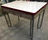 Enamel table with chrome legs