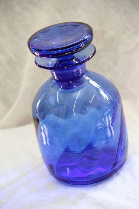 blue glass decanter