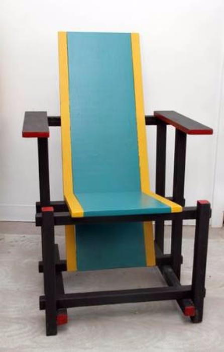 MCM reproduction Reitveld chair. Repainted by us.