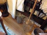 Glass Milk bottle and carrier and assorted antiques
