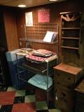 Country style furniture, 2 bakers racks ( 1 still in box). Sewing supplies