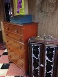 Old solid wood dresser with original knobs and other décor!