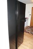GE PROFILE SIDE BY SIDE REFRIGATOR, BLACK PANEL FRONT, VERY GOOD CONDITION