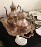 Rogers Silver plate tea and coffee set with tray