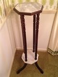 Marble and wood plant stand