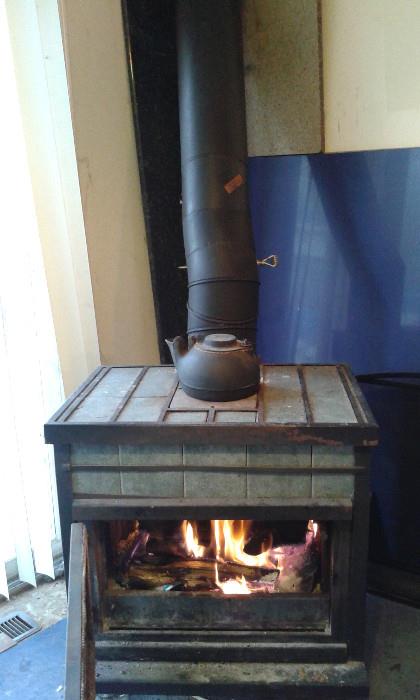 Wood Burning Fireplace 8" Flu,has hot plate on top and door that closes 