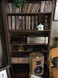 DvDs, vintage stereo and record player speakers...