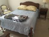 Drexel French Provincial Full size bed with headboard and footboard, rails and slats and mattress