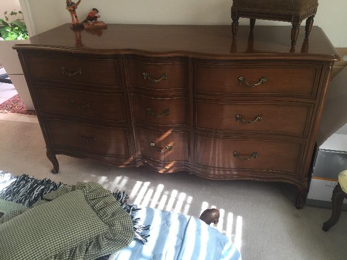 Drexel French Provencial curved front 9 drawer dresser