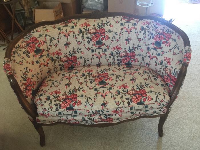 Antique settee newly upholstered