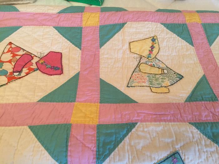Vintage handmade Sunbonnet quilt