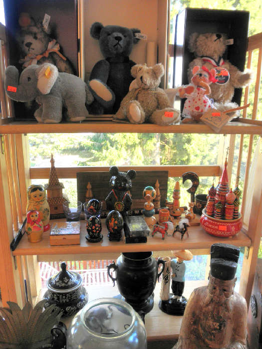 Steiff bears & Russian souvenirs.  Souvenirs are from a trip in 1978.