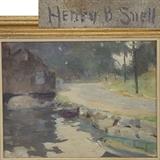 Henry B Snell, American Impressionist (1858-1943) Oil on Canvas of New England Road and Stream