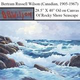 Bertram Russell Wilson, Canadian Impressionist (1905-1967) 28.5" X 40" Oil on Canvas of Rocky Shore Seascape