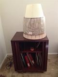 records, Lp's and 60s' wood record cabinet, new lamp shades