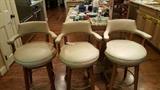 Custom, leather bar stools; less than a year old, nail head trim, set of three!