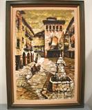 Great serigraph of a courtyard by Warren Woodward....... serigraph 19" x 29"