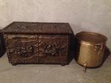 Brass Firewood Chest and Coal Pot