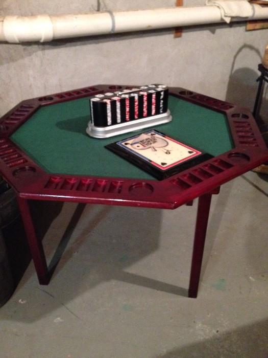 Poker table, Chips and Clock