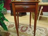 Early Cherry Table with hand cut dovetailed drawer and chamfered bottom