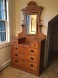 Antique pine bureau with mirror