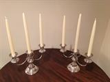 Silver-plated three-candle candlesticks