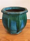 Large blue-green glazed planter