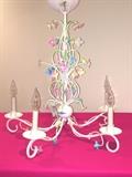 Hand-painted floral and white chandelier