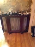 Regency style mahogany credenza, sterling silver objects