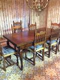 Country French refectory table and 8 chairs