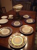6 Rosenthal cobalt and gilt plates, Rosenthal Stardust service for 12, Sevres centerpiece