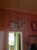 Modern 70's chrome and crystal cube chandelier