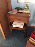 antique sewing machine with supplies