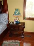 nightstand and one of a kind hand made & painted lamp
