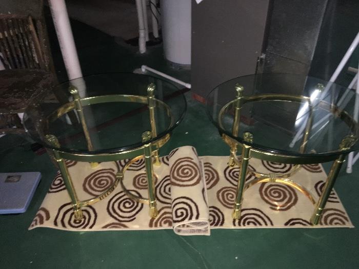 Brass and Glass - two end-tables and one coffee table in excellent condition