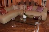 Sectional & Lucite Coffee Table 